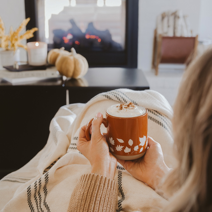 FALL LEAVES STONEWARE COFFEE MUG