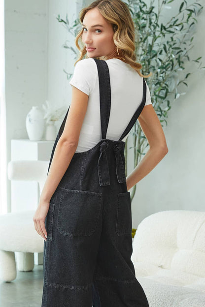 DENIM WIDE-LEG JUMPSUIT/OVERALL