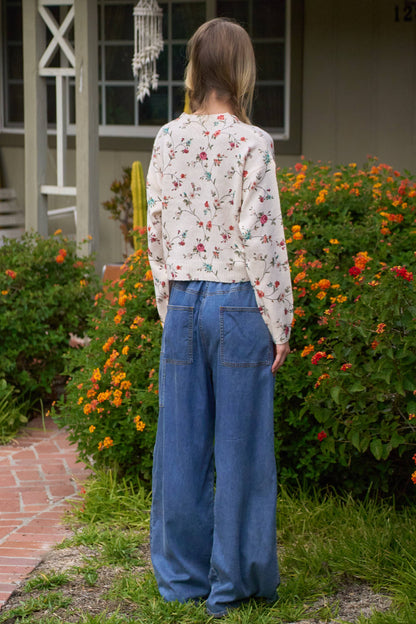 FLORAL LIGHTWEIGHT LONGSLEEVE SWEATER