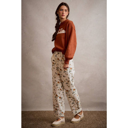 SWAN CREW NECK LONG SLEEVE SWEATER TOP