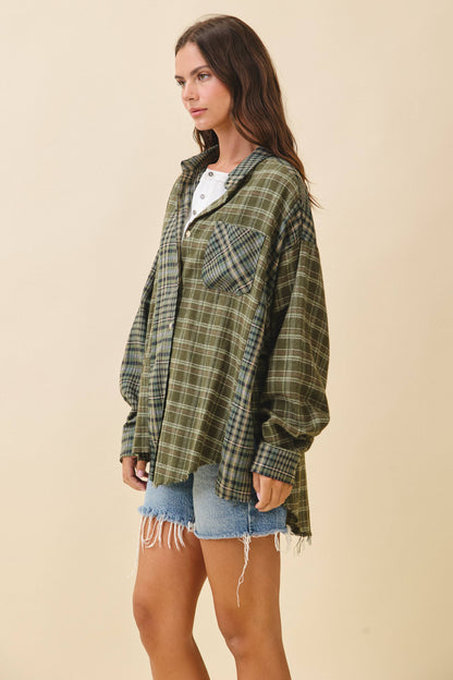 AEMI + CO - 8376EN Kambrie Plaid Flannel Shirt: Red / Contemporary / S