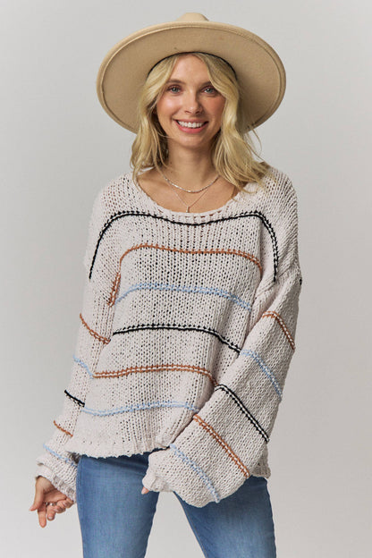 RELAXED STRIPED CHUNKY KNIT SWEATER