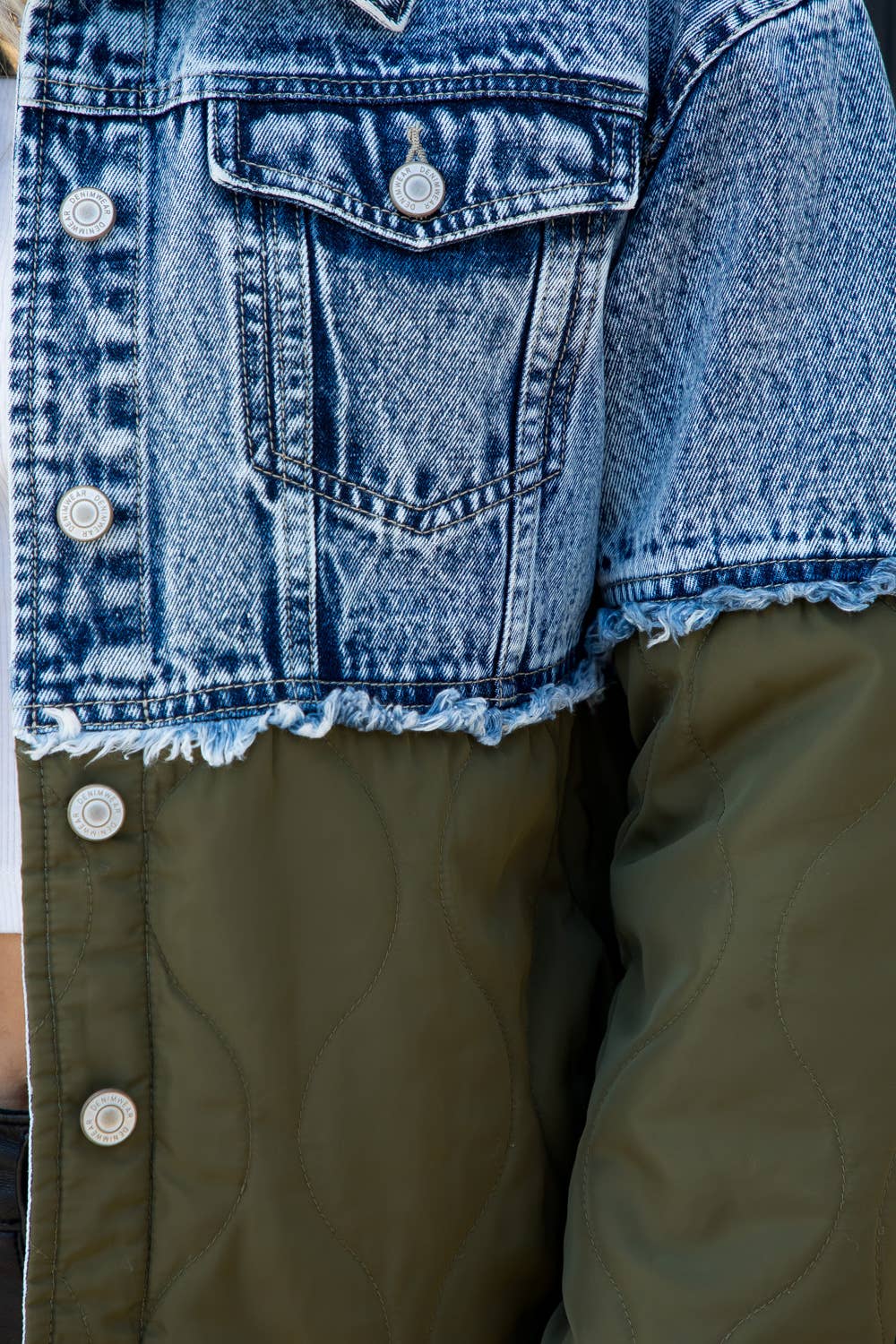 ACID WASH DENIM WITH QUILTED JACKET
