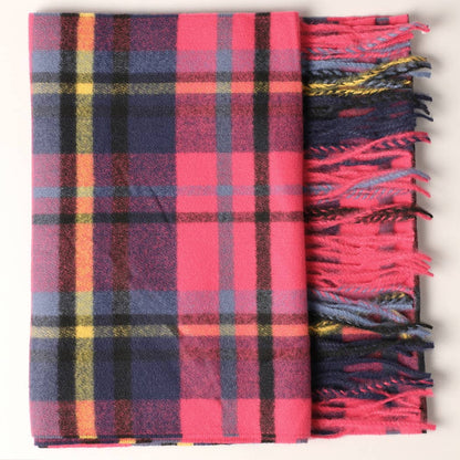 Fashion City - Cashmere Feel Plaid Pattern Scarf - Fringed Edges: SW-18 / ONE SIZE