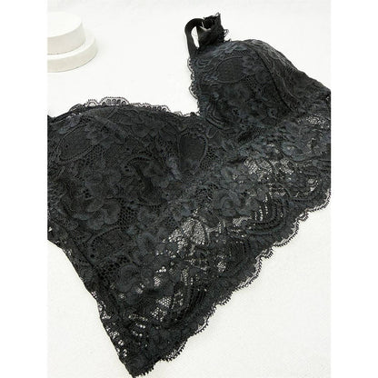 Love and Repeat - Floral Lace Bralette with Adjustable Straps : BLACK / S-M-L-XL(1-2-2-1)