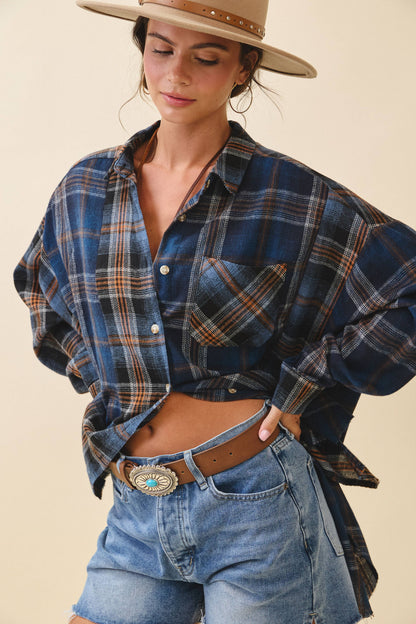 AEMI + CO - 8376EN Kambrie Plaid Flannel Shirt: Red / Contemporary / S