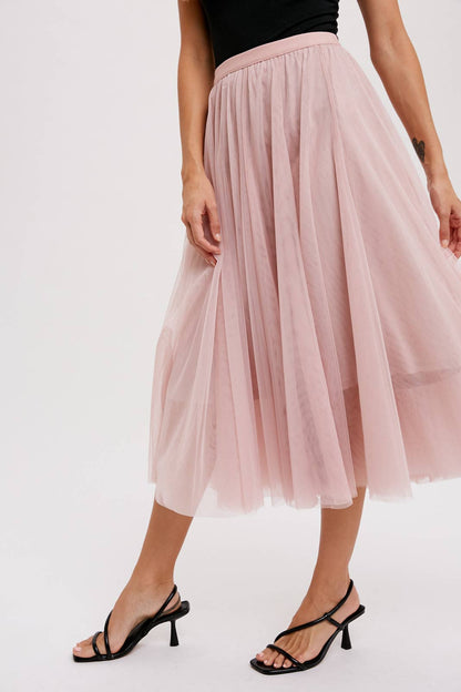 Bluivy - TULLE MIDI SKIRT: DUSTY PINK / M