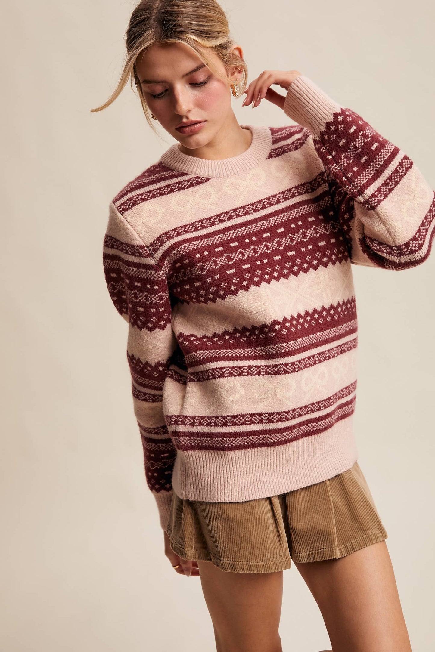 FAIR ISLE BOW KNIT SWEATER