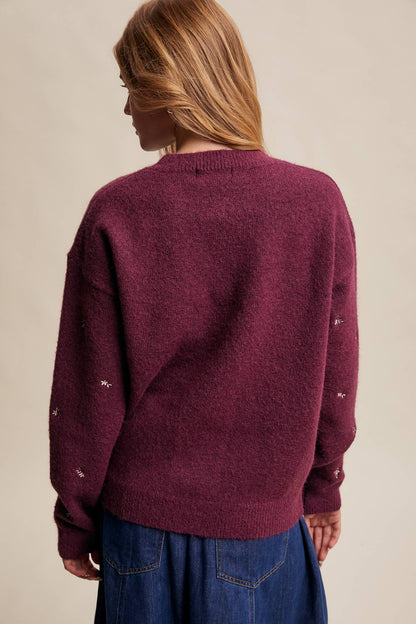 EMBROIDERED DOT KNIT SWEATER