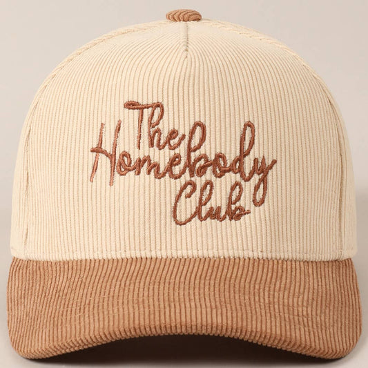 Fashion City - The Homebody Club Two-Tone Corduroy 5 Panel Cap: Beige / ONE SIZE