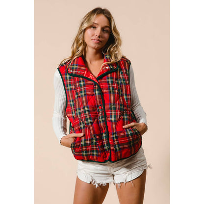 VINTAGE CHRISTMAS PLAID QUILTING VEST