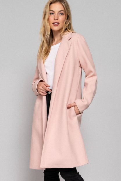 PALE PINK LONG SOFT FELT COAT