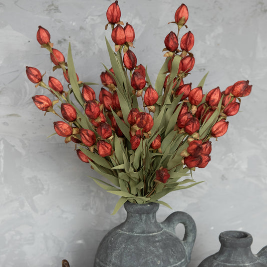 Ragon House - 23" BURGUNDY CHINESE LANTERN BUSH