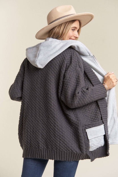 CHARCOAL ZIP UP HOODIE JACKET