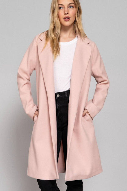 PALE PINK LONG SOFT FELT COAT