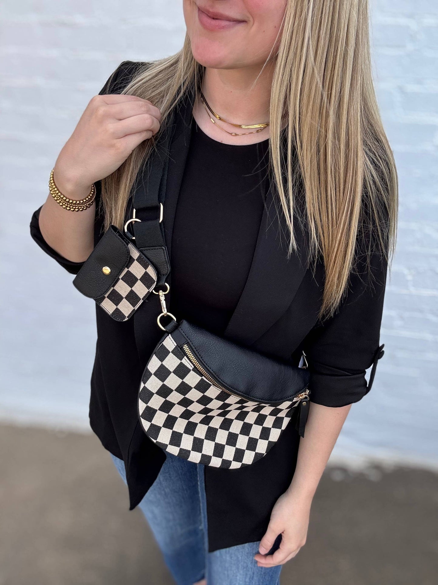 LEATHER CHECKMATE BUM BAG