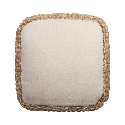 LR Home - Solid Farmhouse Natural Hand Woven Indoor Pouf