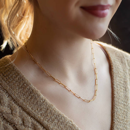 GILDED GOLD NECKLACE NECKLACE 18" PAPER CLIP