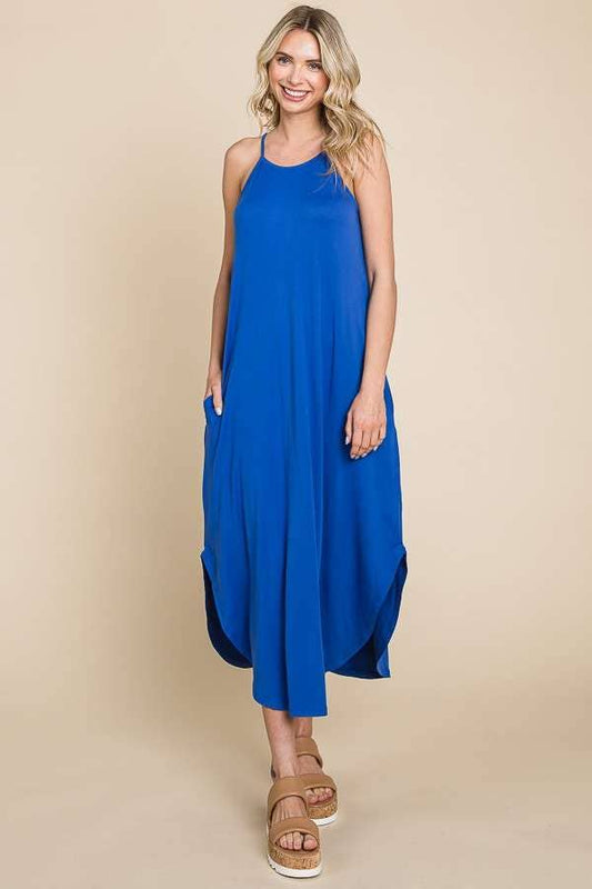 LUCY POCKET HALTER MIDI DRESS