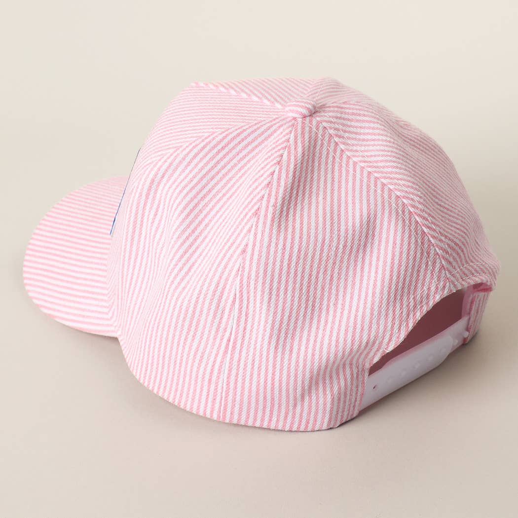 USA LETTER PATCH STRIPED TRUCKER HAT