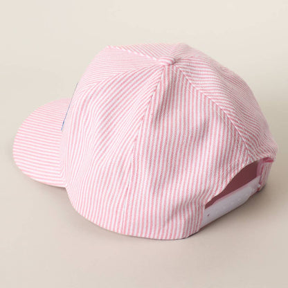 USA LETTER PATCH STRIPED TRUCKER HAT