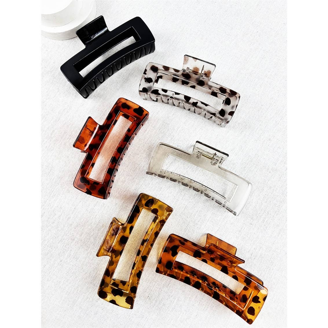 Love and Repeat - Leopard Mixed Pattern Rectangle Cut out Hair Claw: MIX COLOR / ONE(12)