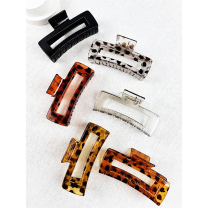 Love and Repeat - Leopard Mixed Pattern Rectangle Cut out Hair Claw: MIX COLOR / ONE(12)