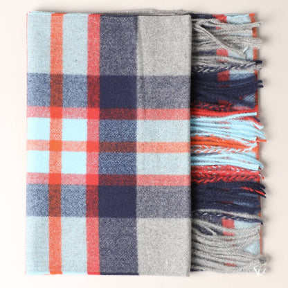 Fashion City - Cashmere Feel Plaid Pattern Scarf - Fringed Edges: SW-18 / ONE SIZE