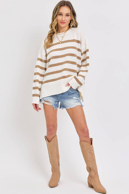 PULLOVER STRIPED OVERSIZE KNIT SWEATER