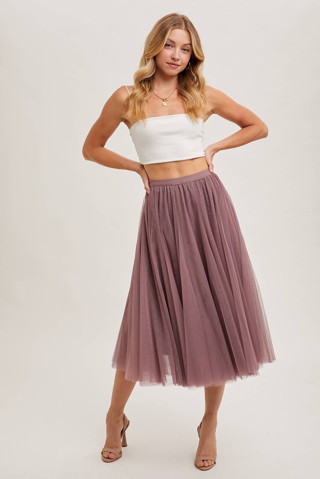 Bluivy - TULLE MIDI SKIRT: DUSTY PINK / L