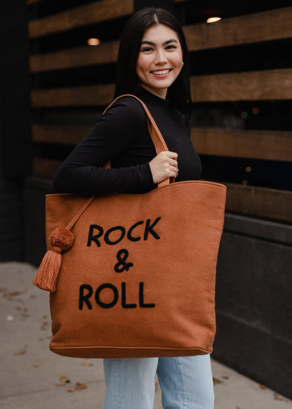 CARAMEL ROCK + ROLL TOTE