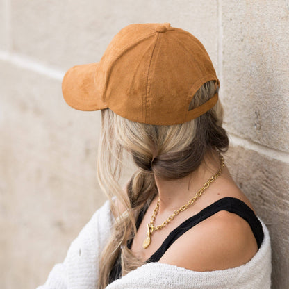 Aili's Corner - Suede Boyfriend Ball Cap: Camel