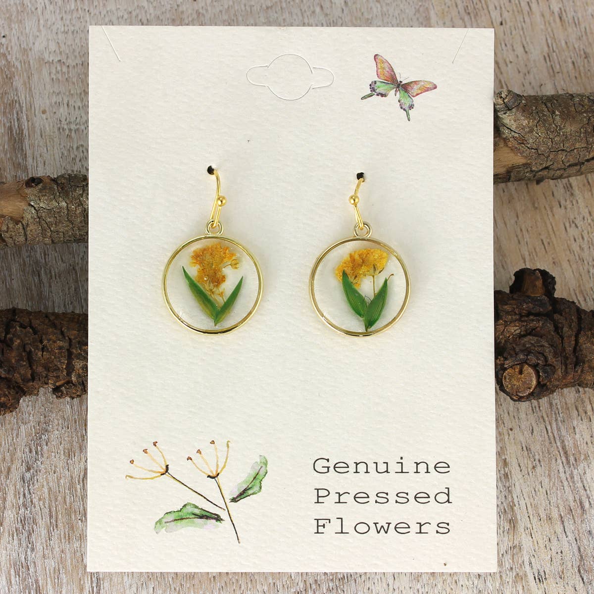 COTTAGE YELLOW AND GREEN FLOWER EARRINGS