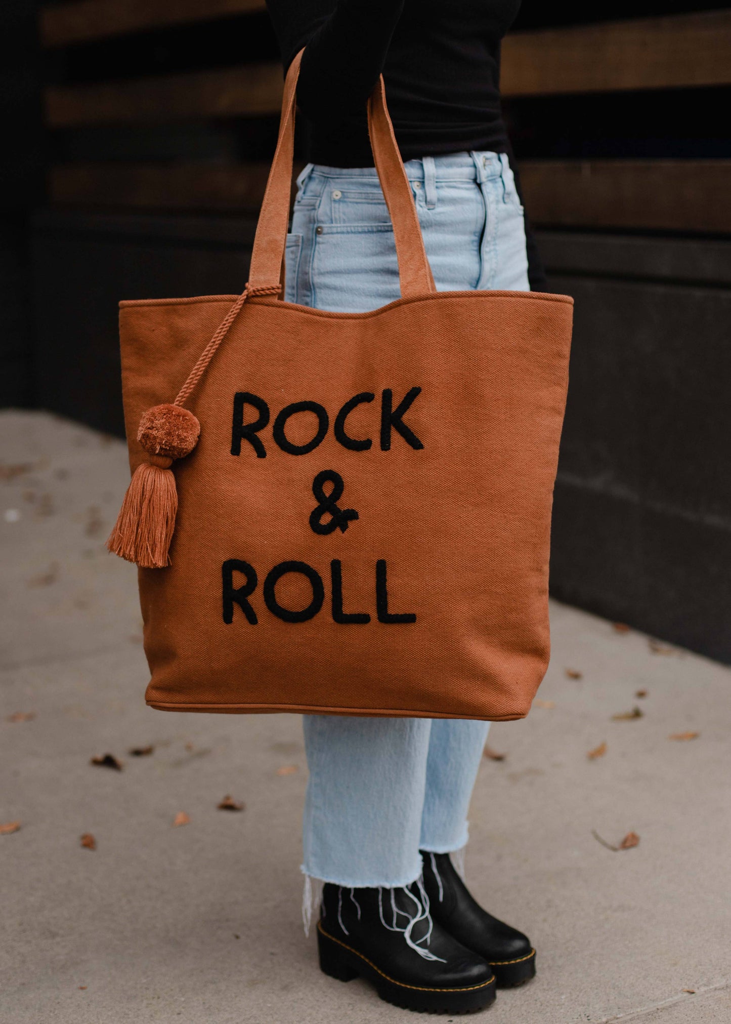 CARAMEL ROCK + ROLL TOTE