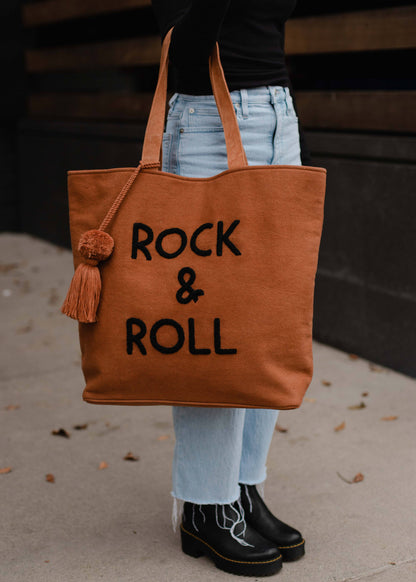 CARAMEL ROCK + ROLL TOTE