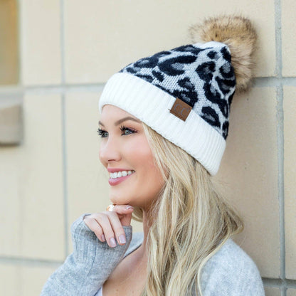 Aili's Corner - C.C® Leopard Beanie: Mocha