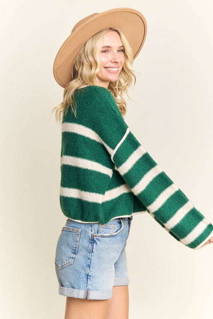 STRIPED KNIT PULLOVER SWEATER