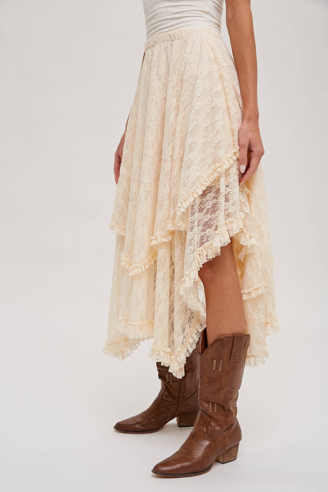 Bluivy - LACE TIER MIDI SKIRT: ECRU / M