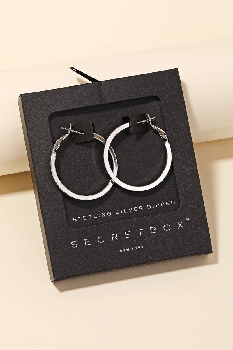 Secret Box Flat Sided Hoop Earrings: GD