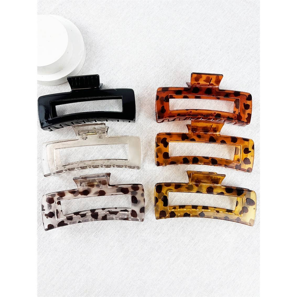 Love and Repeat - Leopard Mixed Pattern Rectangle Cut out Hair Claw: MIX COLOR / ONE(12)
