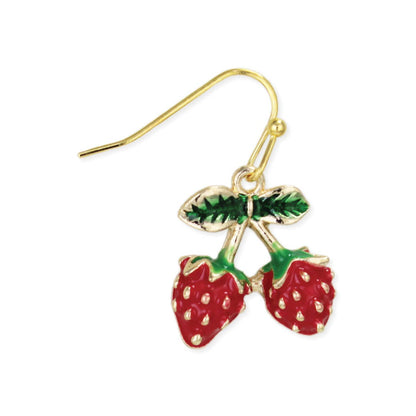 JUICY BUNCH GOLD STRAWBERRY EARRINGS