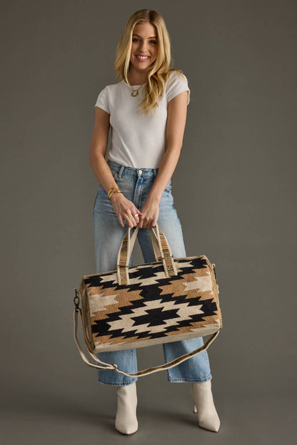 Cream, Black & Tan Western Duffel