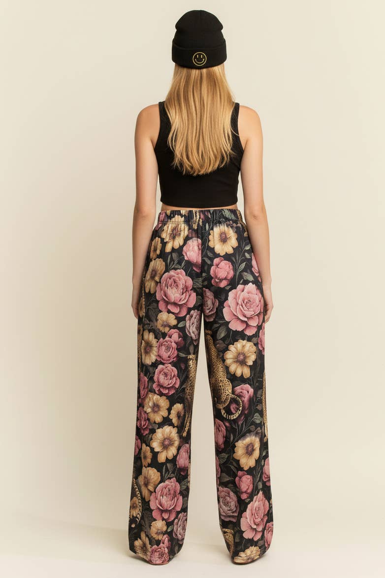 FLORAL NOIR CHEETAH PANTS
