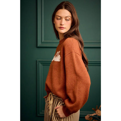 SWAN CREW NECK LONG SLEEVE SWEATER TOP