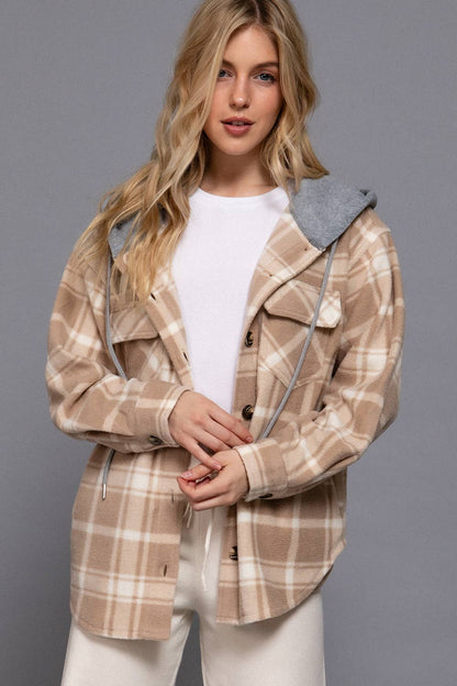 DARCY PLAID BUTTON DOWN WITH HOODIE
