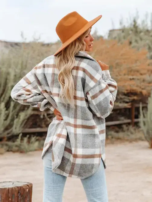 GRAY PLAID FLANNEL JACKET