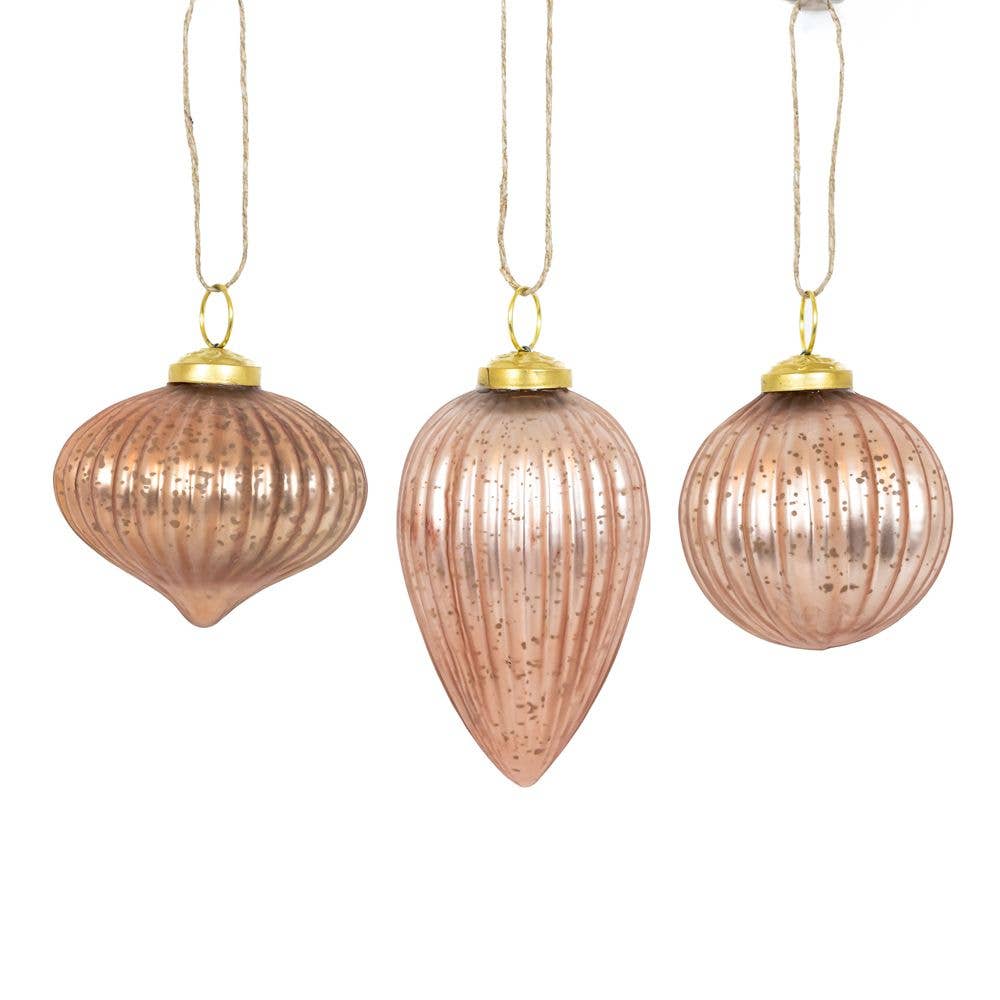 3x3x3 GLASS ORNAMENTS ROSE GOLD