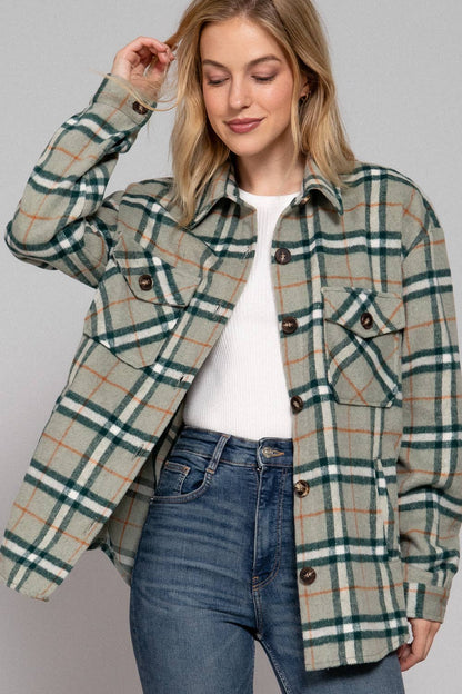 LONG SLEEVE WOOL BLEND PLAIF BUTTON DOWN