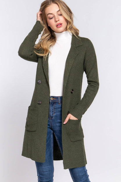 NOTCHED COLLAR SWEATER OLIVE