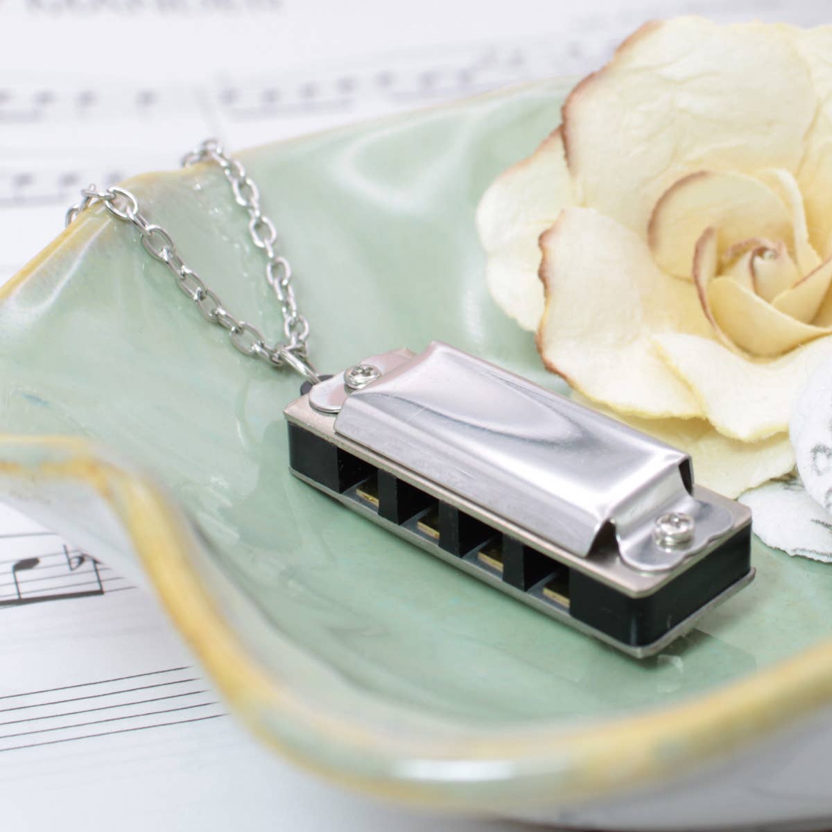 SILVER HARMONICA NECKLACE